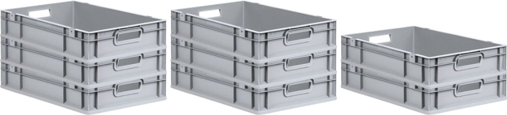 SuperSparSet 8x Eurobox NextGen Grip | HxBxT 12x40x60cm | 23 Liter | Griffe offen | Glatter Boden | Eurobehälter, Transportbox, Transportbehälter...