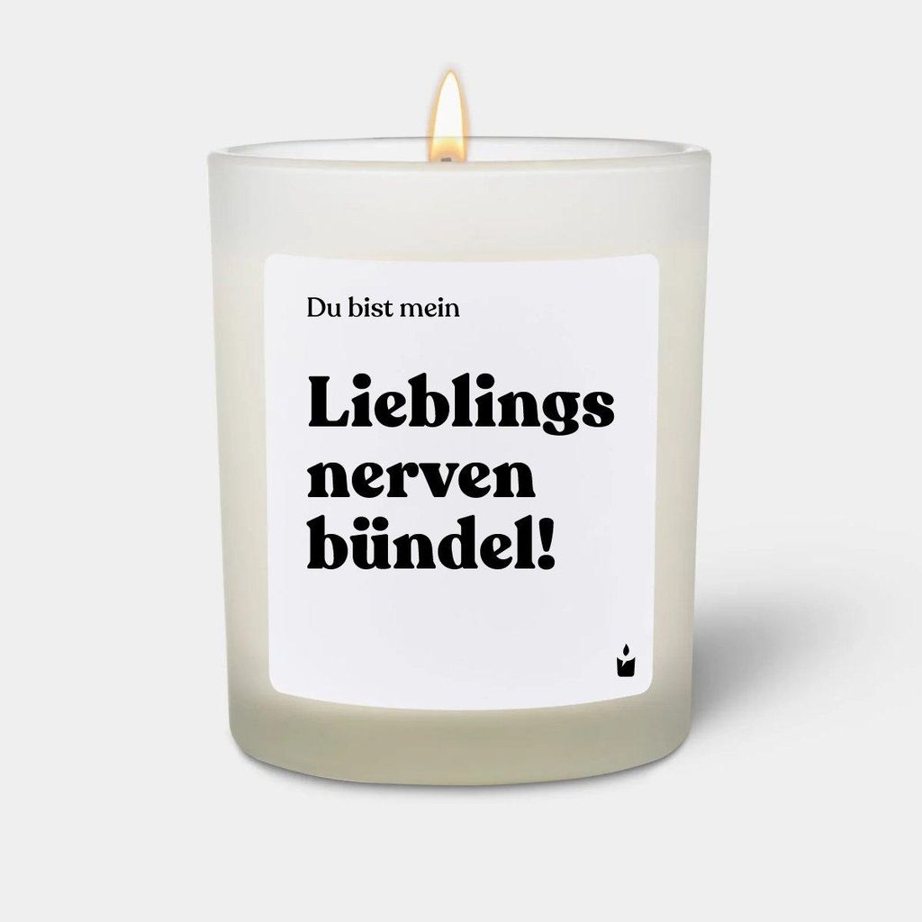 ChattyCandles Duftkerze Weiss Woody Du bist mein Lieblingsnervenbündel!
