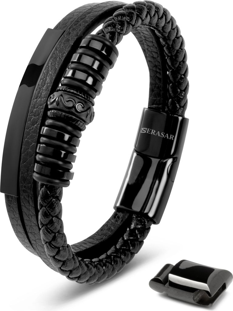 SERASAR | Bracciale in pelle da uomo [Shine] con confezione Immagine del prodotto 