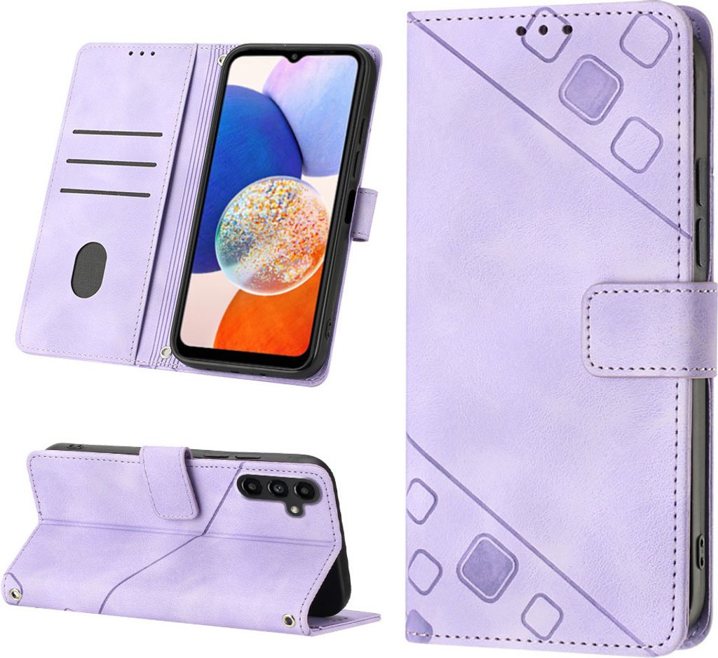 Hülle für Samsung Galaxy A15 Prägung Flip Leder Brieftasche Schutzhülle mit Ständer Lila