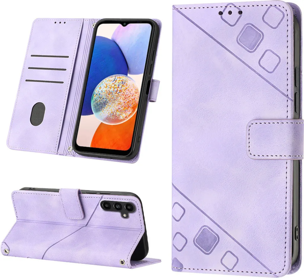 Custodia Samsung A05S Antiurto: Portafoglio Pelle Viola con Stand