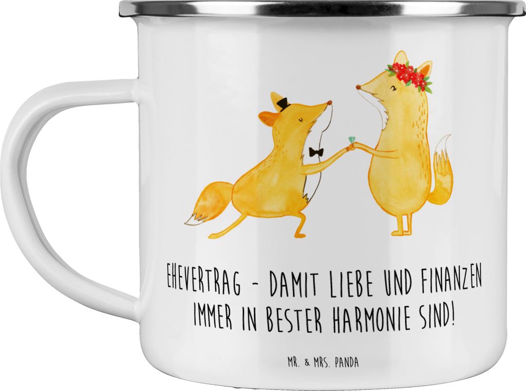 Mr. & Mrs. Panda becher emaille Ehevertrag Liebe Finanzen - Weiß - Geschenk, Haferl, Tasse, Heiraten, Outdoor, Teetasse, Vertrauen, Ehe, Transpare...