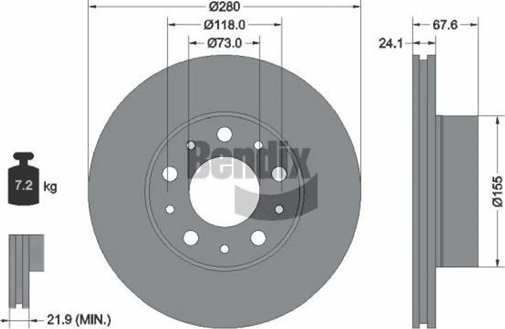 BDS1032 BENDIX Disque de frein OE 1607872080 pour Jumper et Ducato