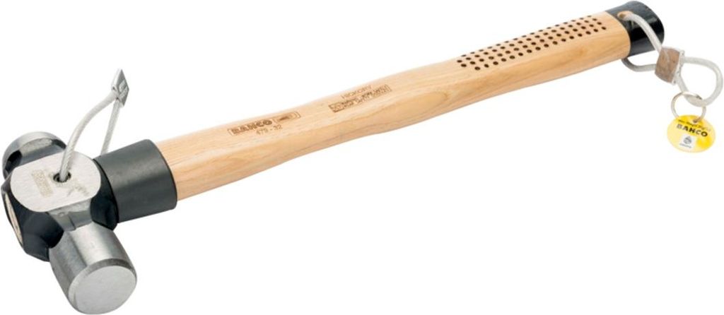 Bahco Schlosserhammer mit Kugelpinne und Drahtschlaufe, Hickory-Stiel, 450 g