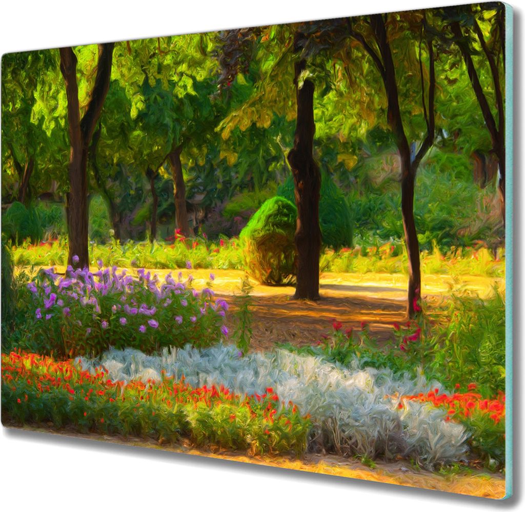 Coloray Kochplattenabdeckung Herdabdeckplatte 60x52 cm Hackbrett Schneidebrett Küchenbrett - Waldblumen