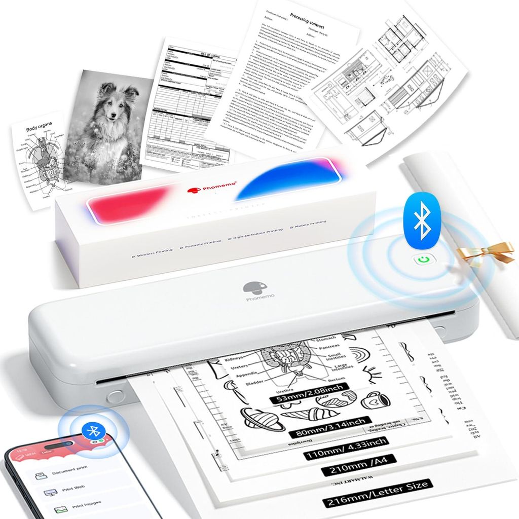 Phomemo M834 Thermodrucker A4, Mobiler Drucker für Produktbild 
