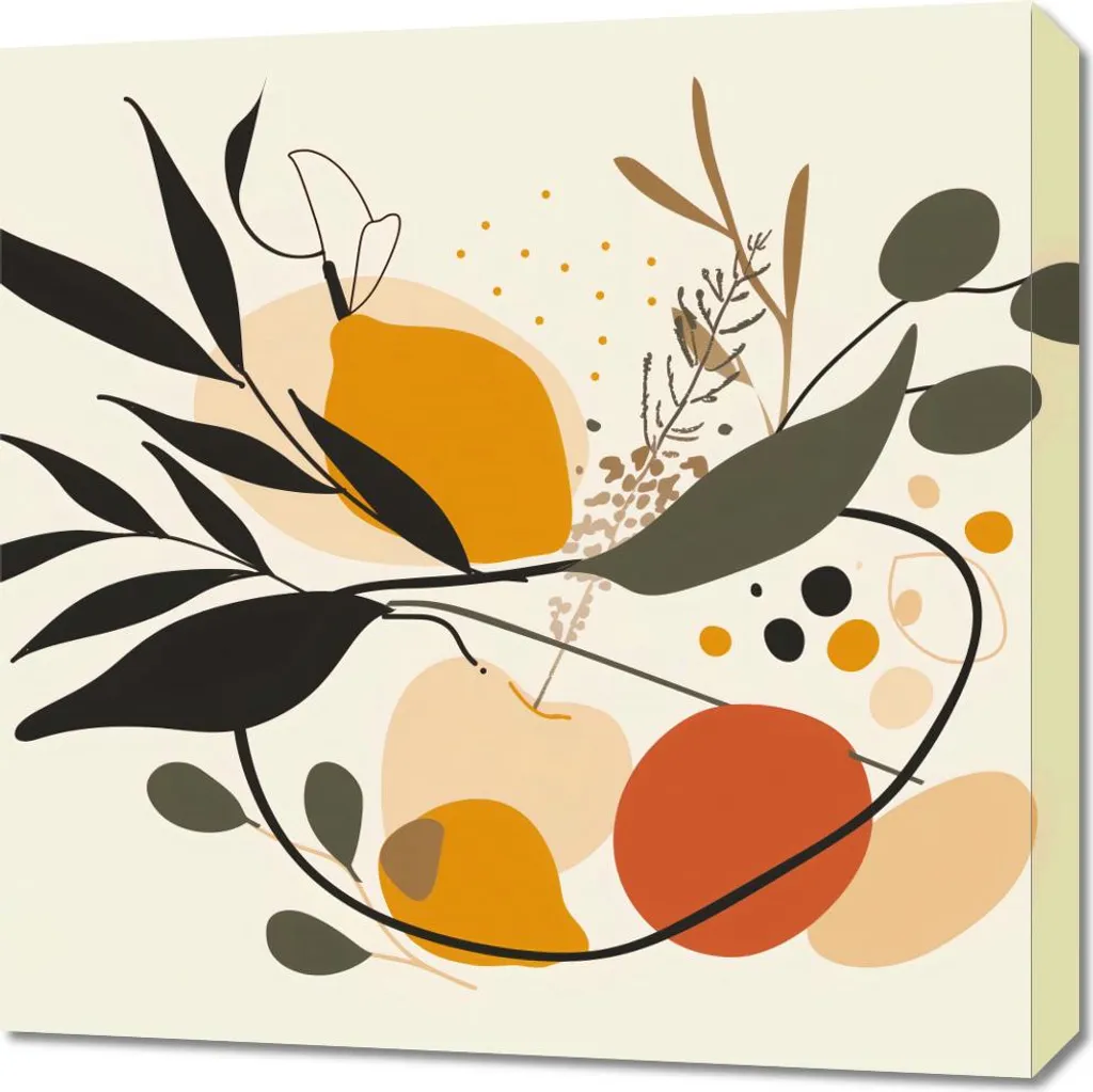 Décoration Murale Image 60 x 60 cm Tourbillon botanique Style Moderne