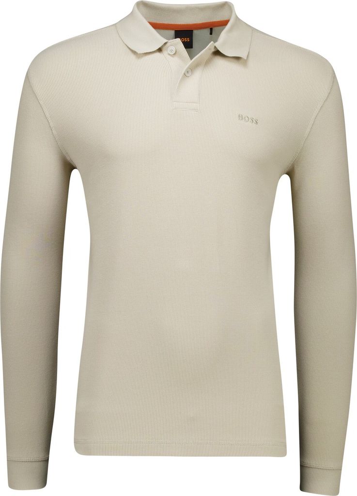 Hugo Boss Orange Polo langarm beige einfarbig