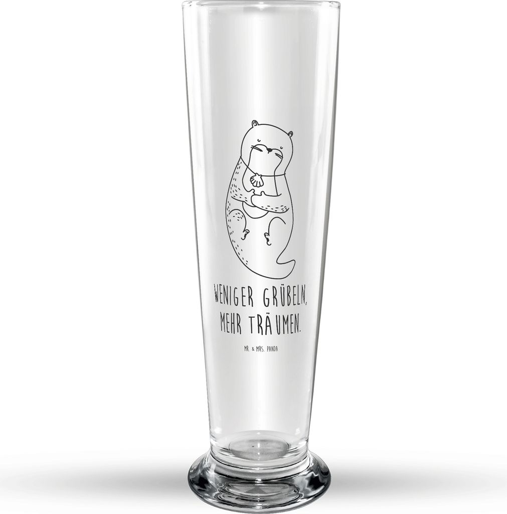 Mr. & Mrs. Panda Bierglas Otter Muschel - Transparent - Geschenk, Positiv, Seeotter, Glasbecher, Träumen, Bier Glas, Trinkglas, Optimistisch, Glas...