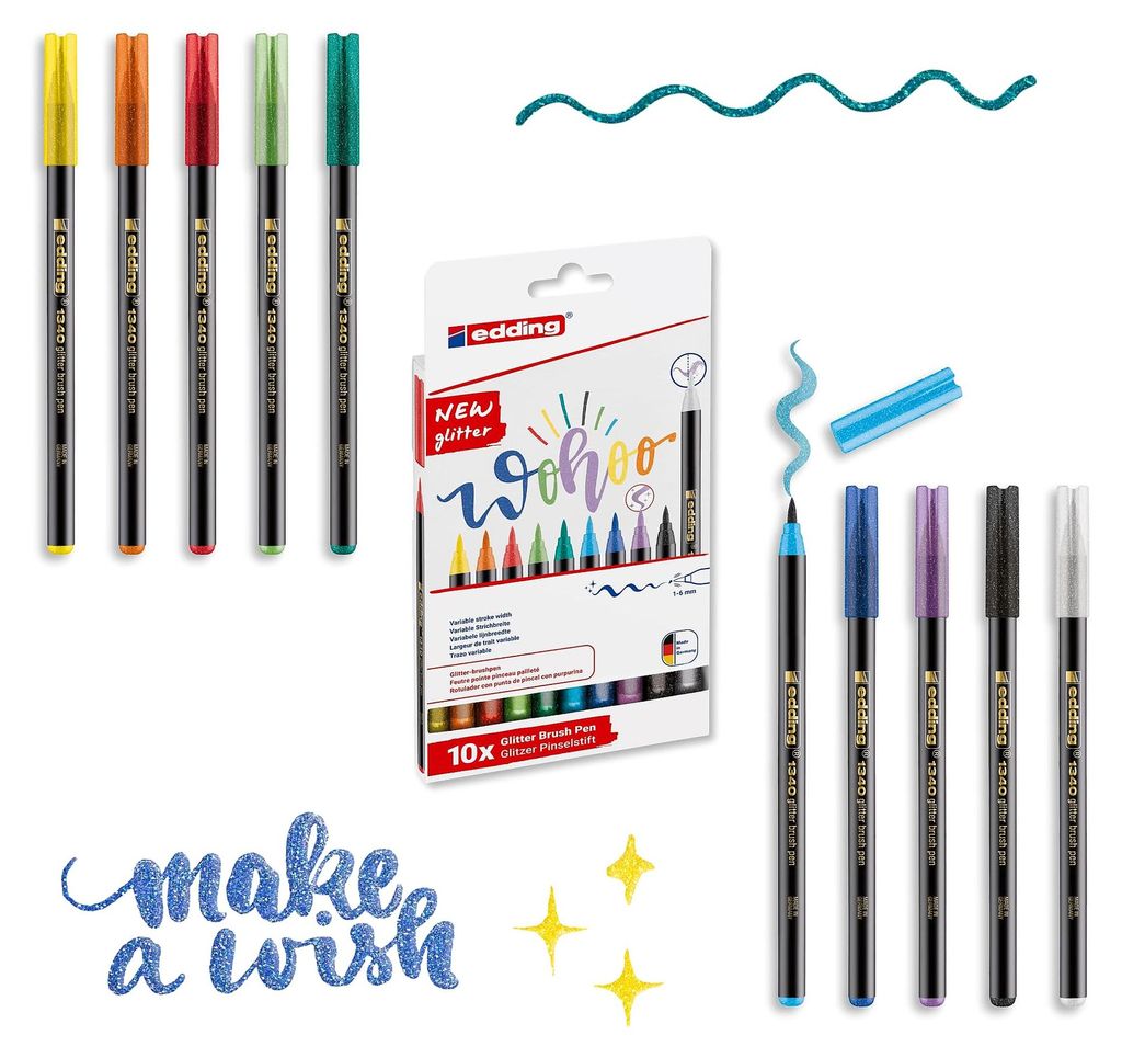 edding 4-1340-10-4 edding 1340 glitzer Brush-Pens Productafbeelding 