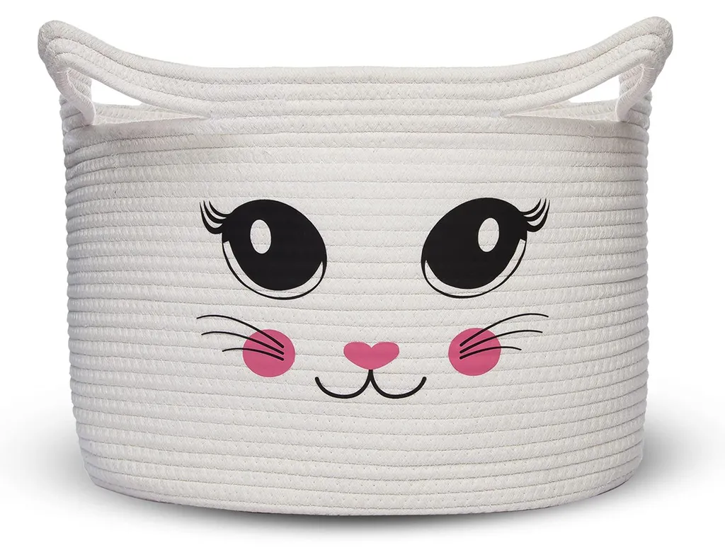 Grand panier de rangement blanc 40cm en coton tressé pour enfants