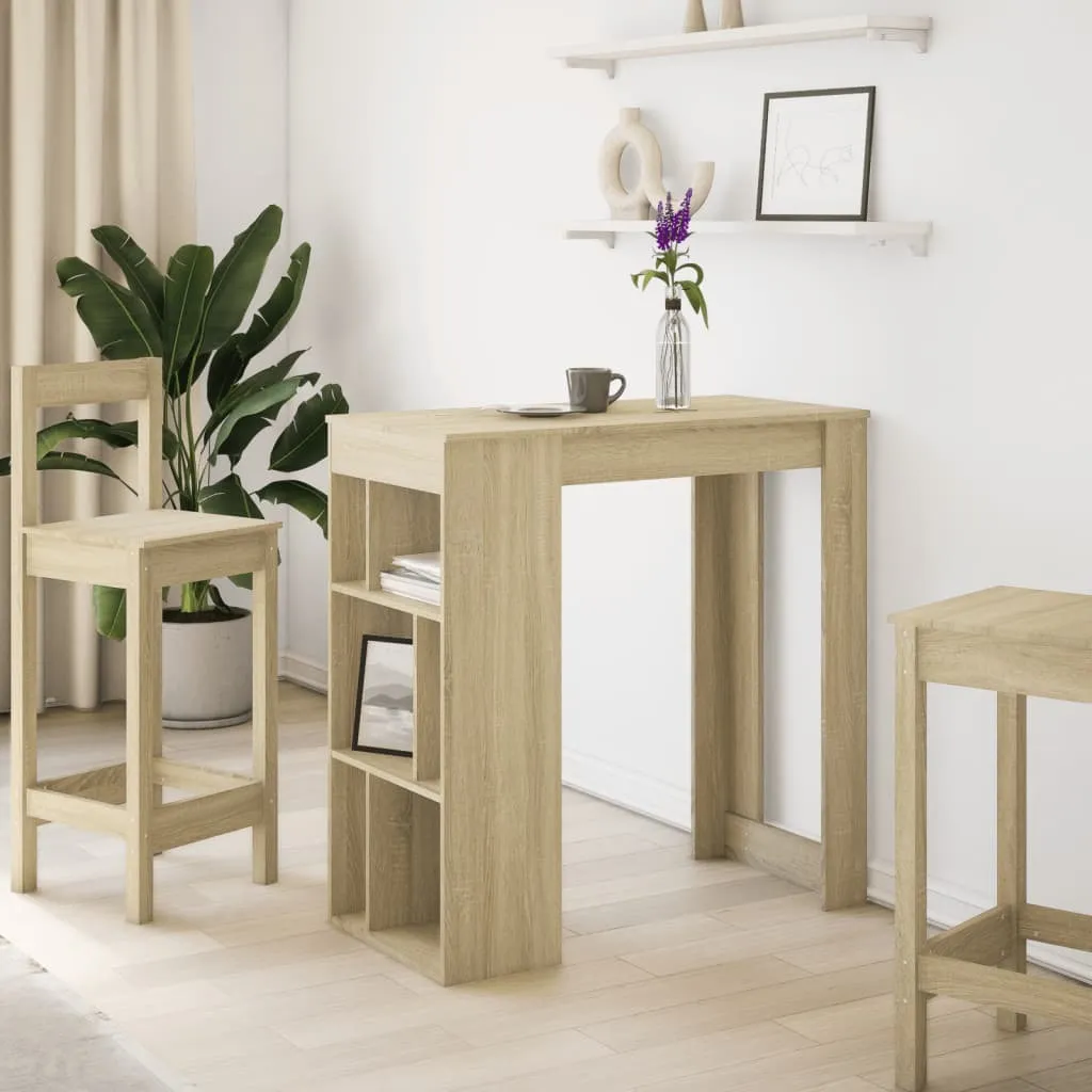 Tavolo Alto da Colazione Rovere Sonoma 102 cm con Porta Bottiglie - 3