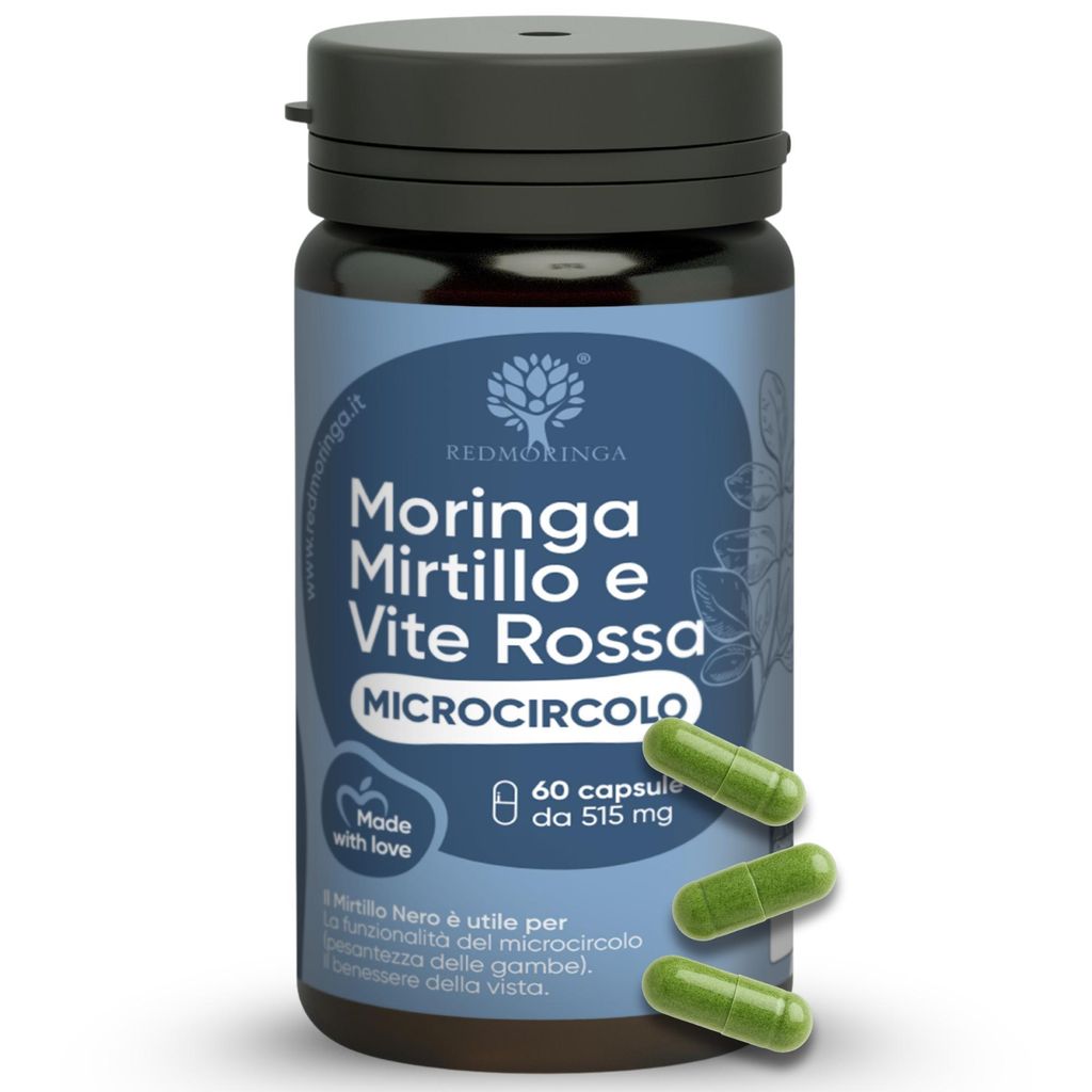 RedMoringa Venen Kapseln für Leichte Beine mit Hedelbeerextrakt & Moringa - Unterstützt die Venen mit Heidelbeeren & Weinlaub - 60 Tage Vorrat