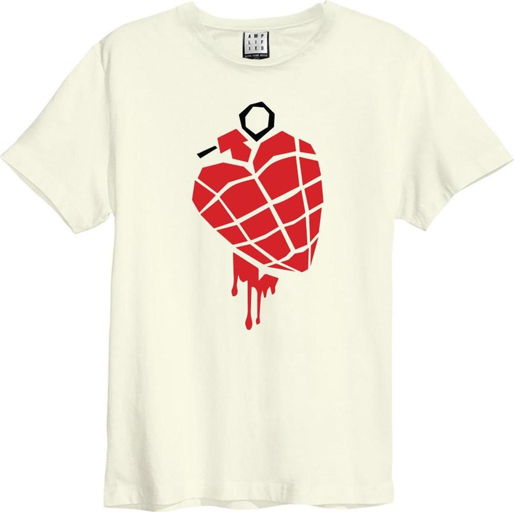 Amplified - "American Idiot Heart Grenade" T-Shirt für Herren/Damen Uni GD1675 (3XL) (Altweiß)