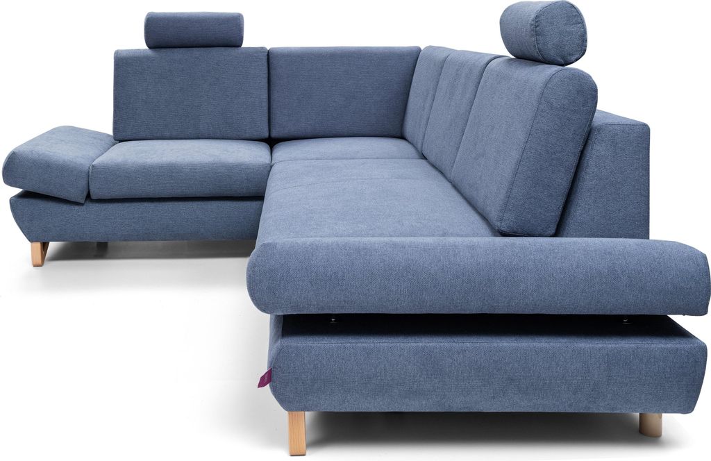 Masseno Ecksofa CASA II L-S mit Schlaffunktion L-Form, Sofa mit Bettkasten, Wohnzimmersofa, Couch, Soffa, Bettsofa, Couchgarnitur- Blau, AVRA 14