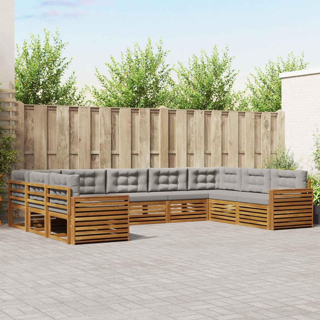"Neues Produkt" Sofagarnituren - CLORIS - Terrassen-Sofa - 9 pcs - Natürlich und Hellgrau Massivholz Akazie - Modern Gartensofas V1624