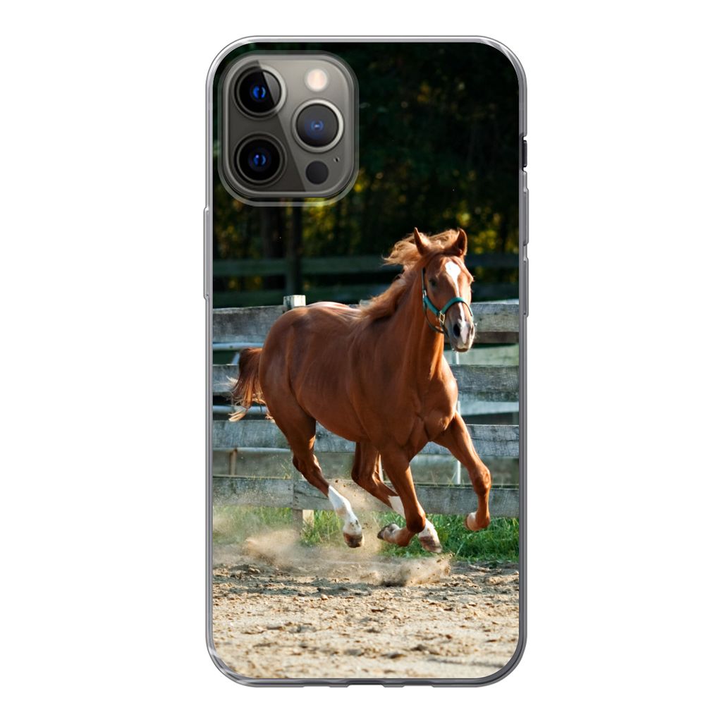 MuchoWow Handyhülle Schutzhülle Hülle für iPhone 13 Pro Pferd - Licht - Sand Silikon Softcase Handy Hülle - Handy-Tasche