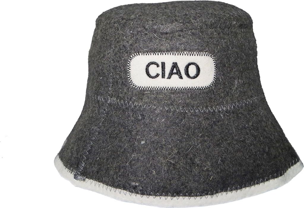 Saunahut mit " CIAO " Stickerei, aus Filz (Filzkappe, Produktbild 