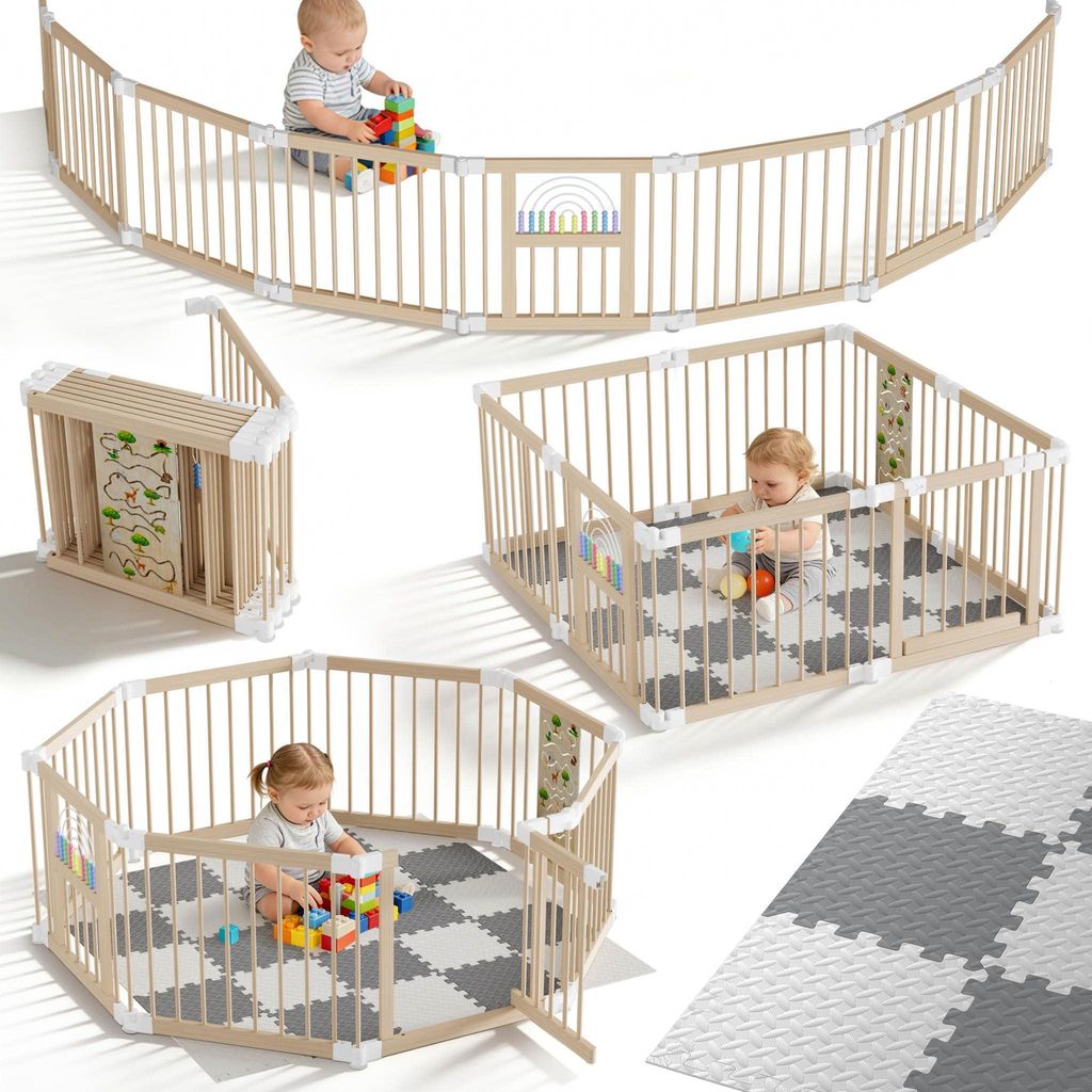 YARDIN XXL Laufstall Baby Holz mit 2 Produktbild 