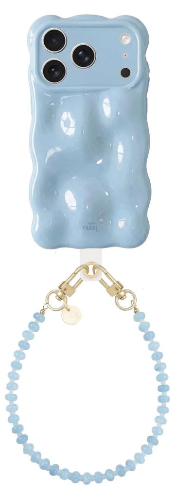 Bubbly Hülle Ice Blue - Dusty Cord (Kurze Handykette) - Kompatibel mit iPhone 17 Pro