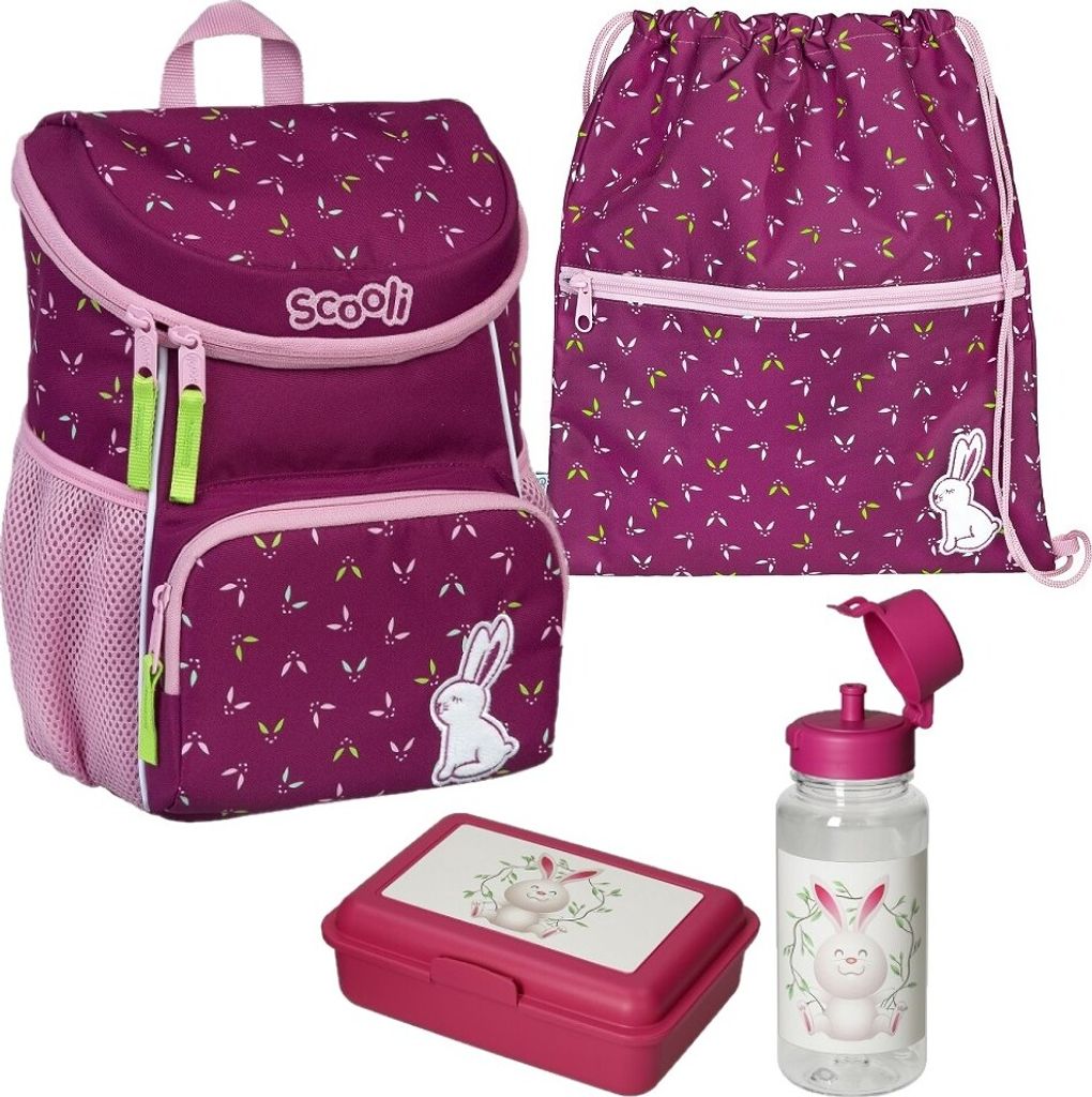 Scooli Mini-Me Kindergarten Rucksack Set 4-tlg. ROSIE RABBIT Hase Violett für Mädchen
