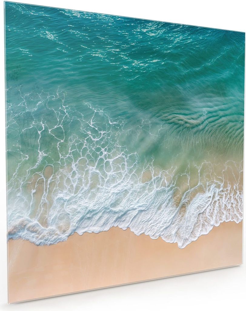 Küchenrückwand Spritzschutz Glas mit Motiv Meereswellen 40 x 40 cm