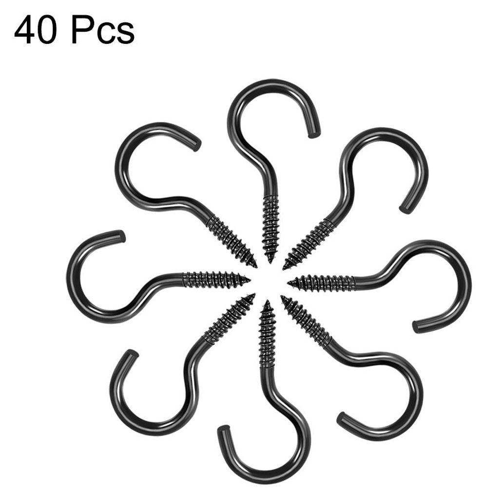 40Stš¹ck 1" Schraube ?senhaken selbstschneidende Schrauben einschraubbare Aufh?ngeringhaken schwarz
