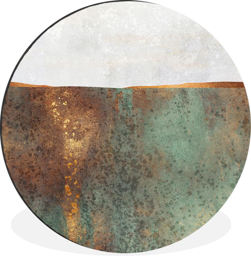 MuchoWow Aluminium Wandkreis Abstrakt - Luxus - Gold Ø 90 cm Wanddeko Modern Wohnzimmer - Mauerkreis - Wandbilder - Runde Bild - Bild aus Alumin...