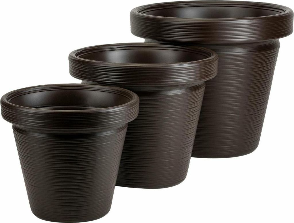HowHomely | Blumentöpfen - Pflanzentöpfe - braun - 3er Set - Rillenstruktur - Übertöpfe - Pflegeleicht