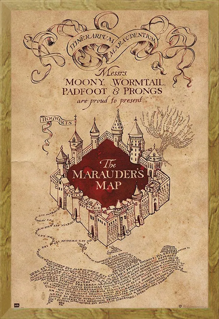 Magica Mappa dei Malandrini Harry Potter - Cornice Shinsuke Oak 61x91