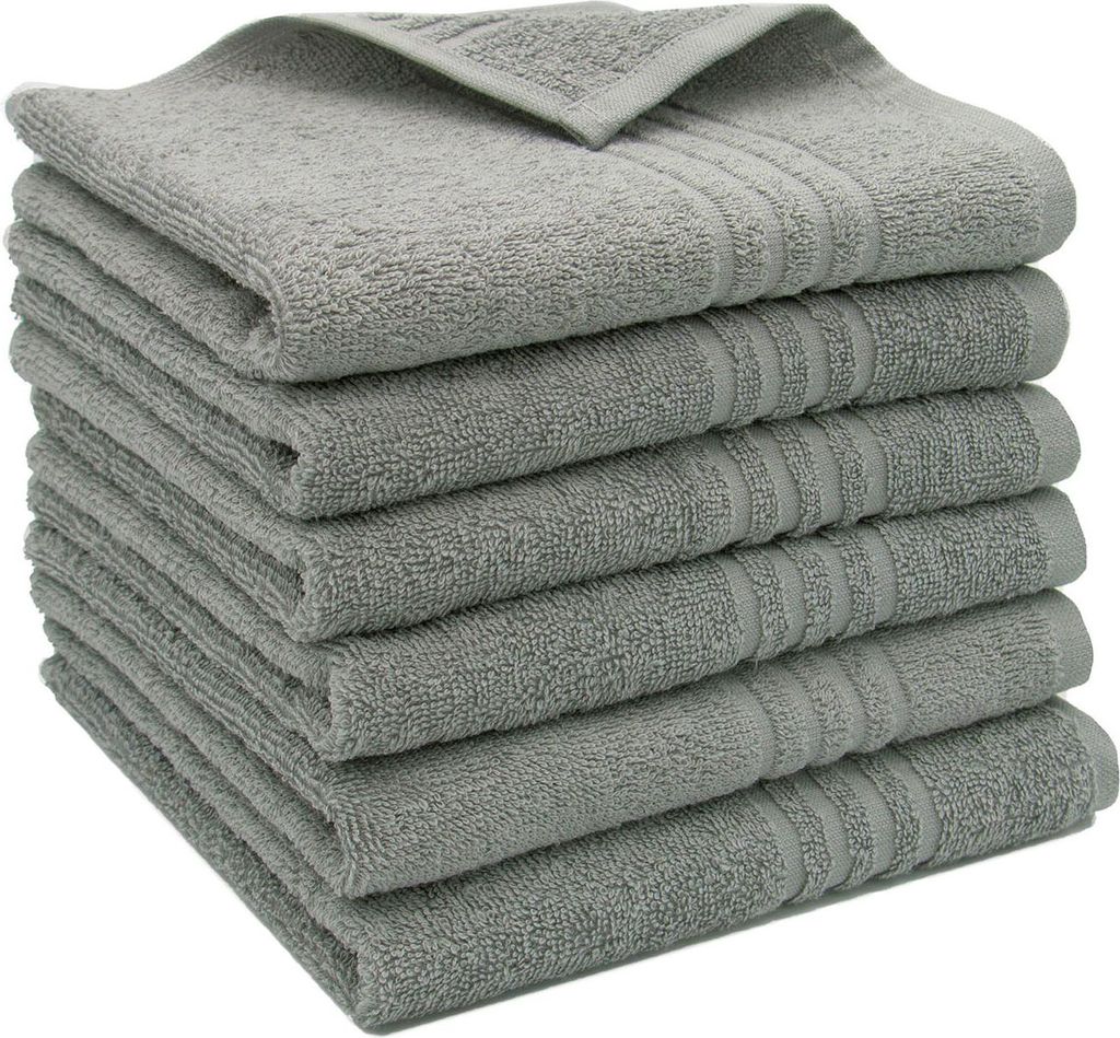 Gästehandtücher 6er Set, Baumwolle, 40x60 cm, grau Produktbild 