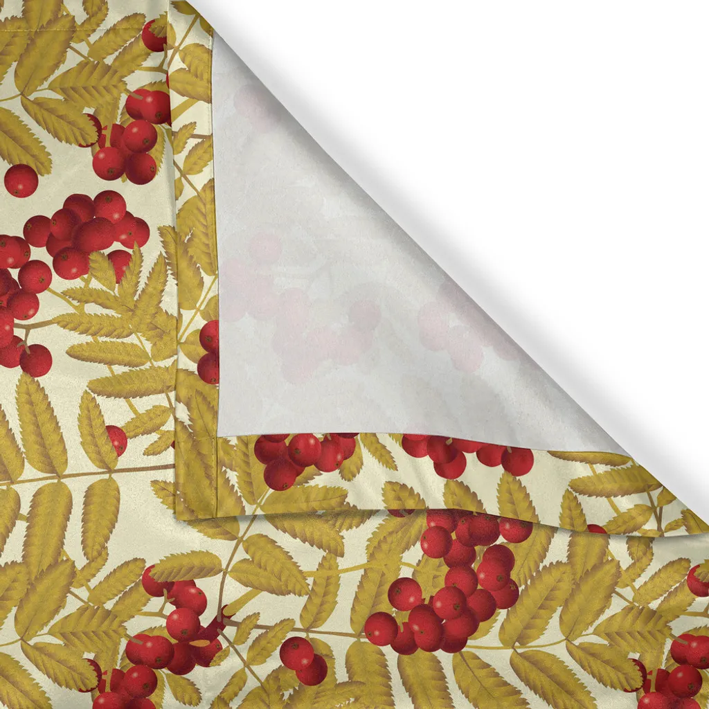 Paire de rideaux décoratifs nature 280x245 cm motif baies et feuilles