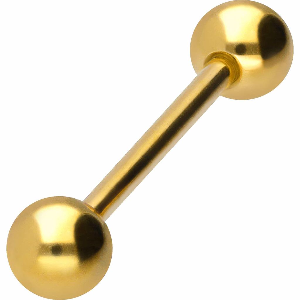 Zungenpiercing, Intim-Piercing Chirurgenstahl Barbell Gold Stablänge: 12mm + Stabstärke: 1,2mm + Kugelgröße: 4mm