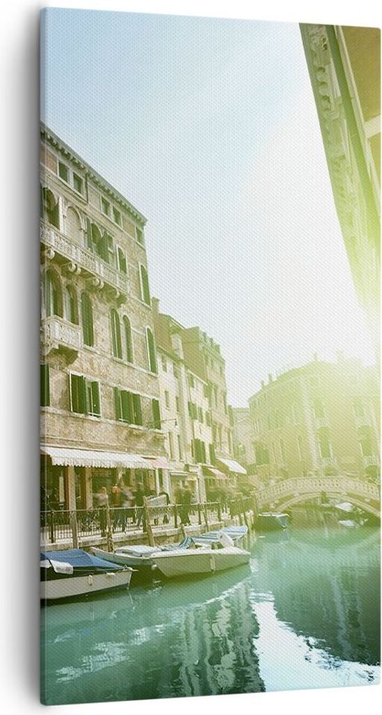Bild auf Leinwand - Leinwandbild - Kanal Wasser Venedig Haus - 55x100cm - Wand Bild - Wanddeko - Leinwanddruck - Bilder - Kunstdruck - Wanddekorati...