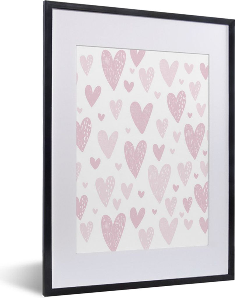 MuchoWow® MuchoWow® Gerahmtes Poster Herz - Design - Rosa - Produktbild 