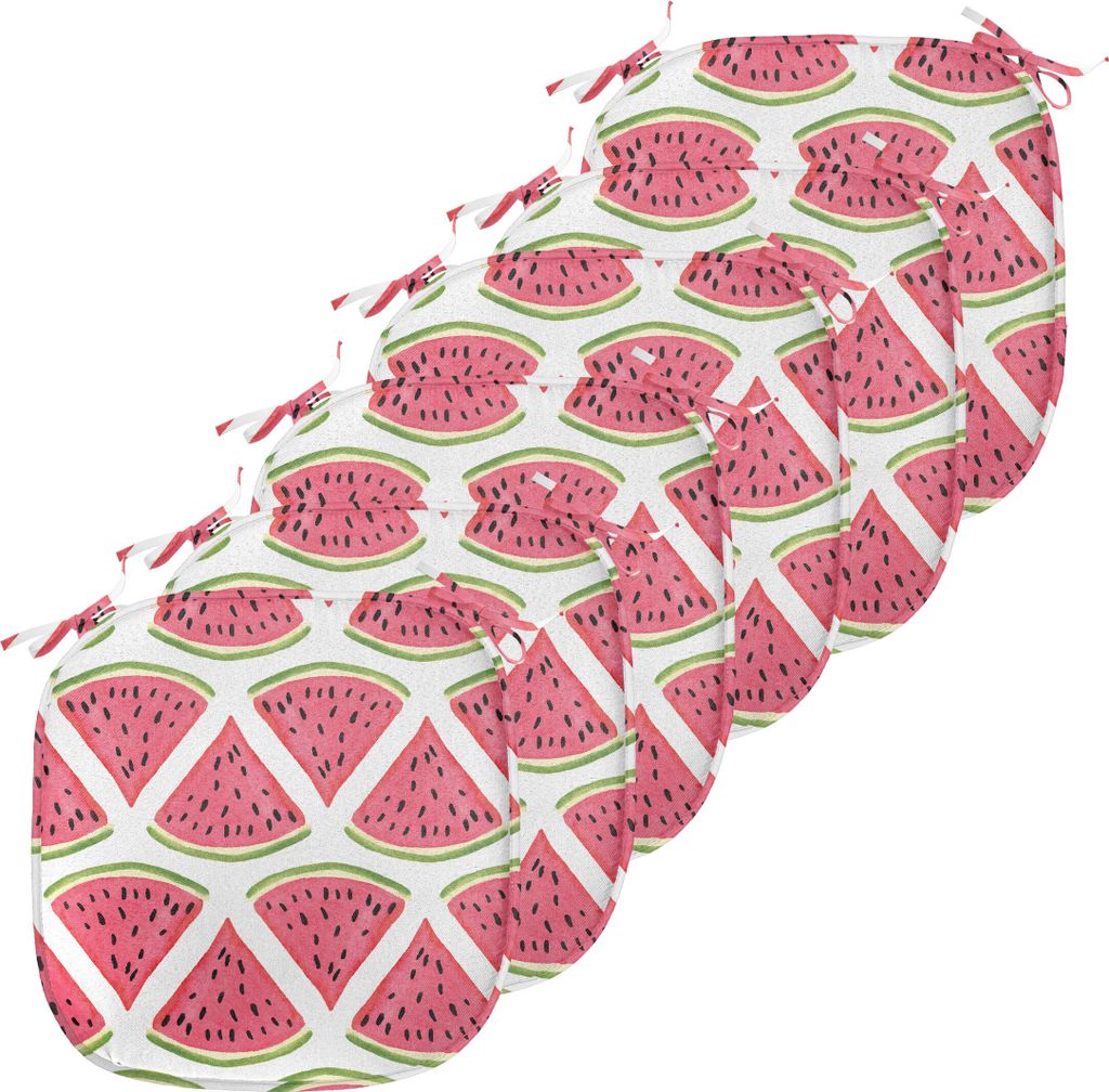 ABAKUHAUS Früchte Polster für Esszimmerstühle, Watermelon Seed, Dekoratives wasserfestes Kissen mit Riemen für Küchensitze, 40 cm x 40 cm-6er ...