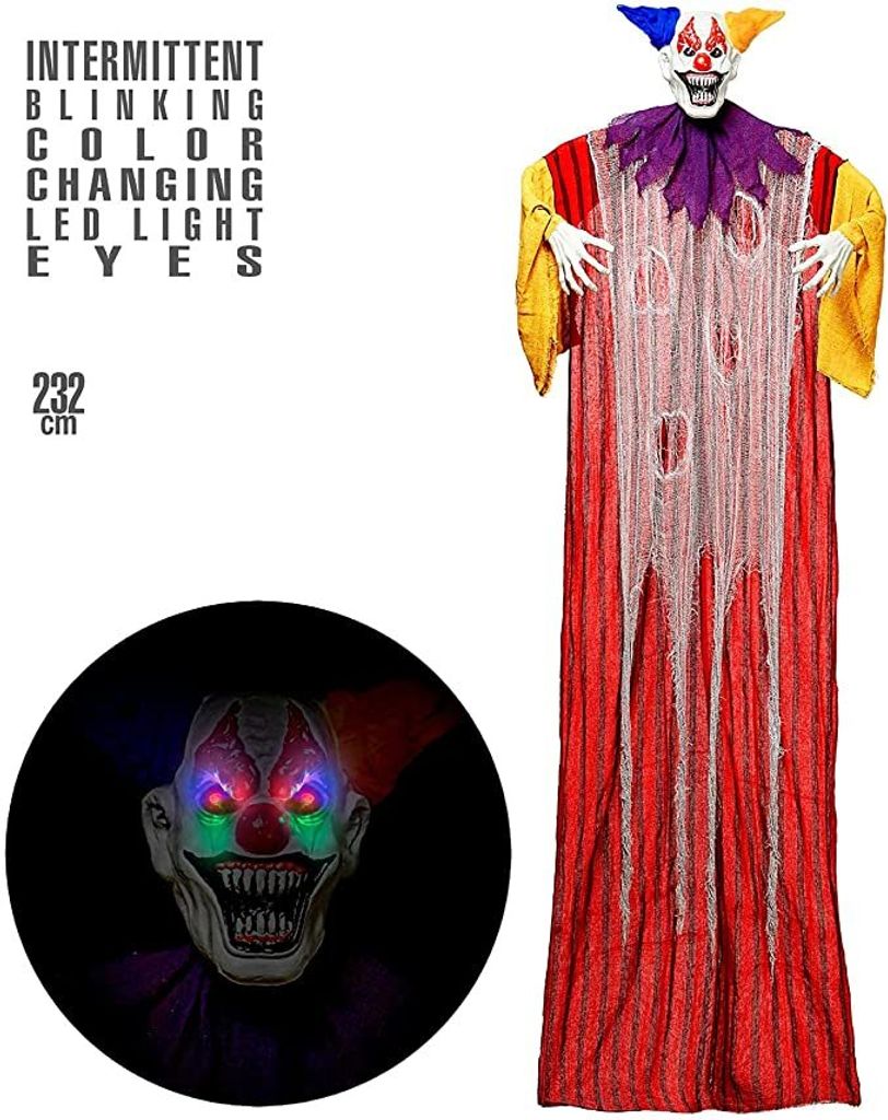 Horror Clown lebensgroß - pulsierend blinkende LED Augen - Produktbild 
