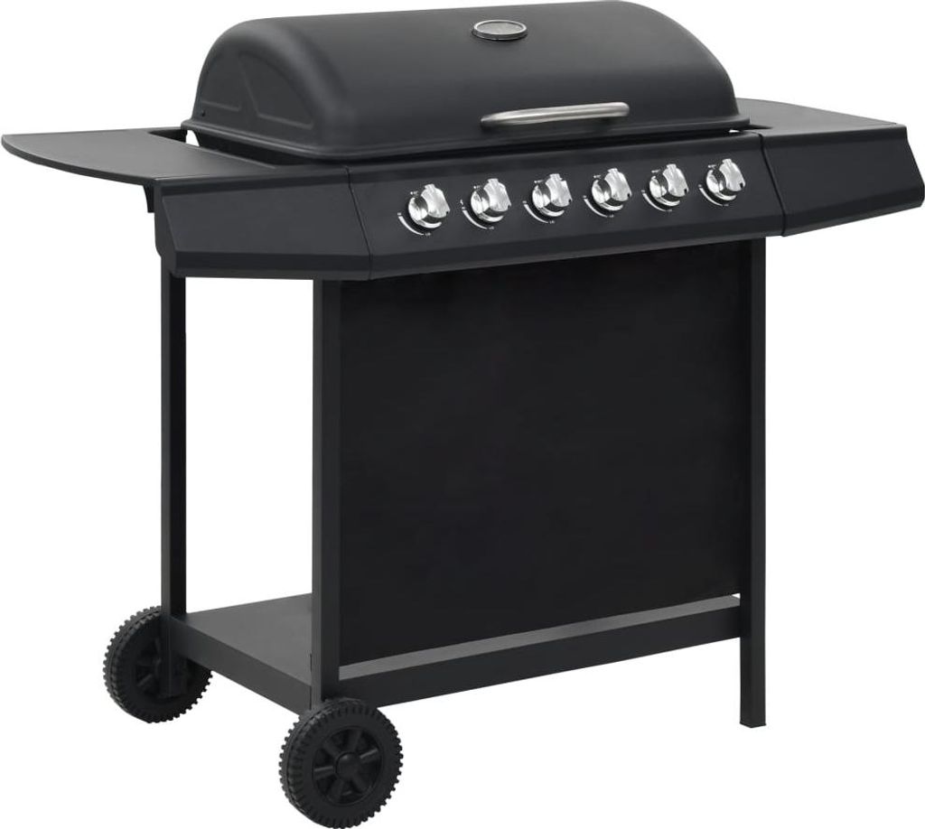 vidaXL Gasgrill mit 6 Flammen Stahl Schwarz