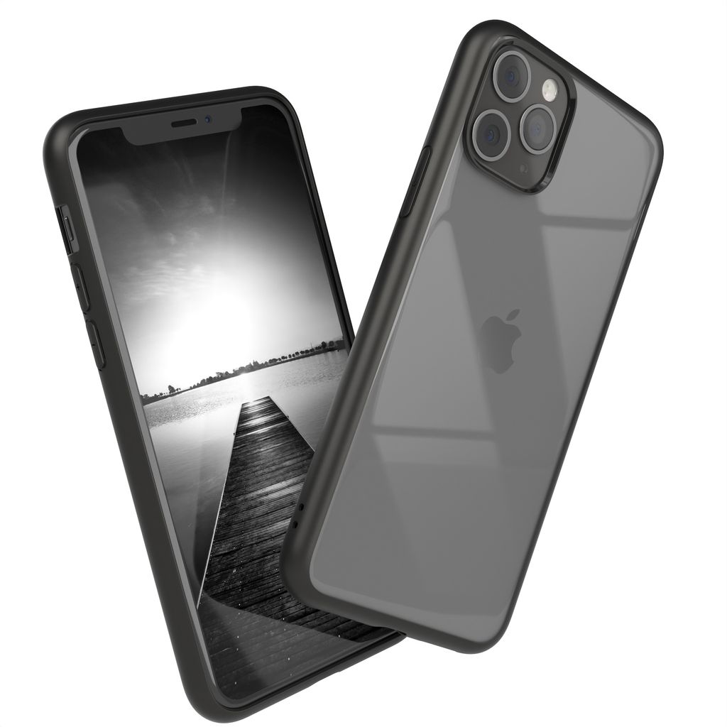 EAZY CASE Clear Hybrid Bumper Hülle für Apple iPhone 11 Pro, Handyhülle stoßfest mit Kameraschutz, Handycase dünn in Schwarz