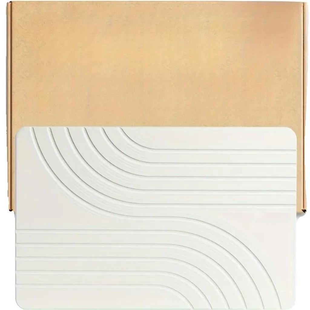 Tapis de bain en terre de diatomées blanc 60x40 cm - Séchage ultra rapide