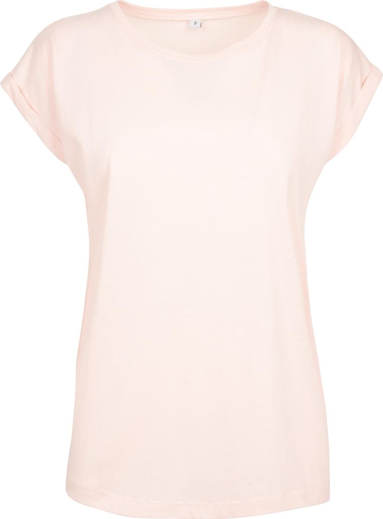 Build Your Brand - T-Shirt Überschnittene Schulter für Damen RW8374 (4XL) (Pink)
