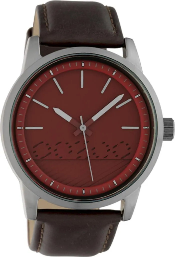 Montre Analogique Homme Oozoo avec Bracelet en Cuir Brun Collection 45mm
