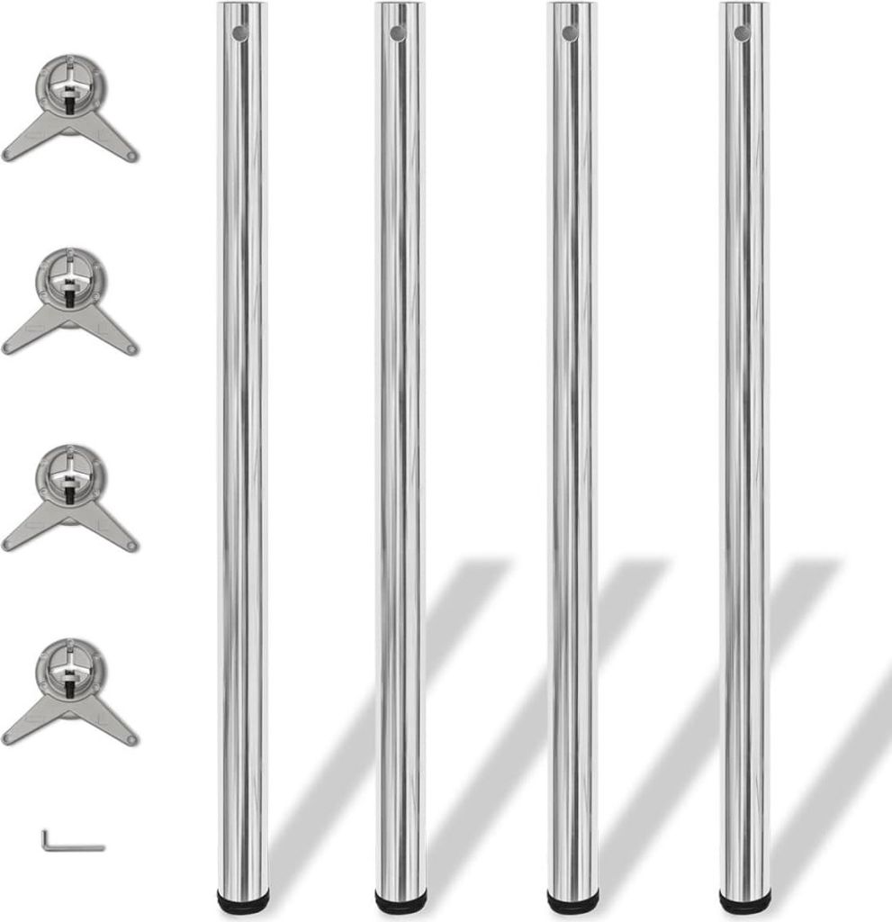 4x höhenverstellbares Tischbein Chrom 1100 mm