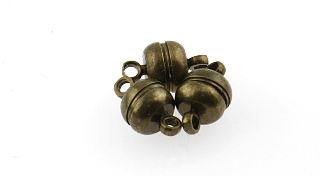 Vintageparts Magnetverschluss Kugel antik bronze 12x7mm 2 Produktbild 