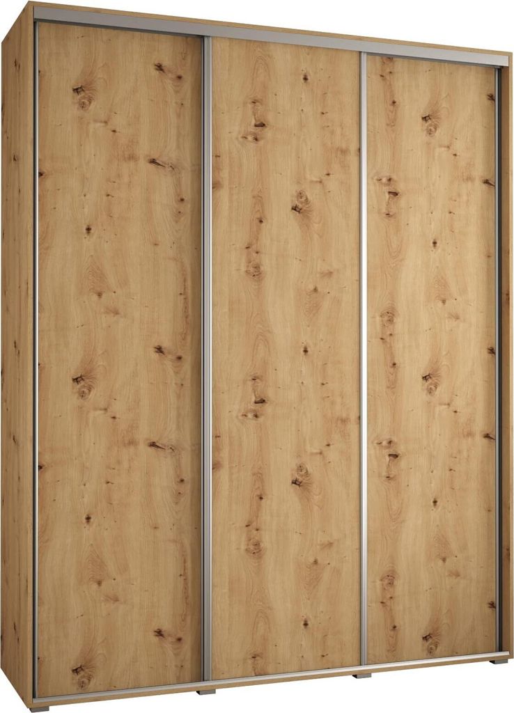 MEBLE KRYSPOL Davos 1 Schrank, drei Türen - 235,2x190x45 cm - Artisan Artisan Silber