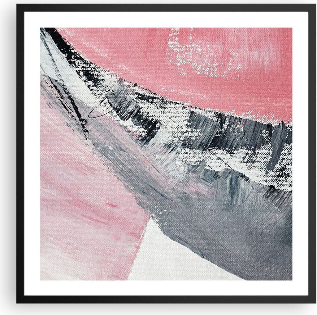 Gerahmtes Poster - Schwarzer Rahmen - Rosa Grau Farbe - Produktbild 