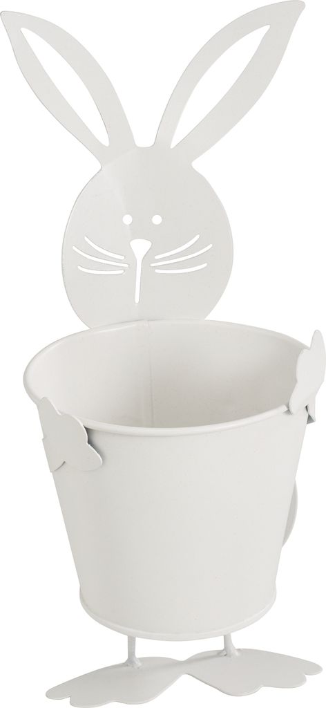 Robustes Metall Blumenkübel im Hasen-Design, 19 cm hoch, Unikat, gestaltbar