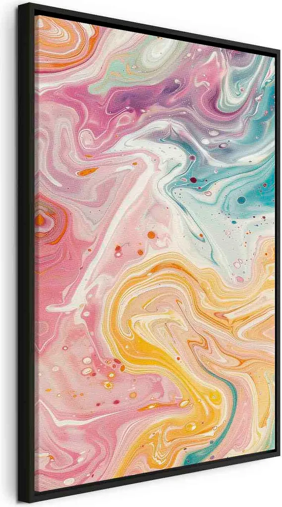 Quadro Caos Colorato 40x60 - Tela Astratta Rosa Blu Giallo Murando