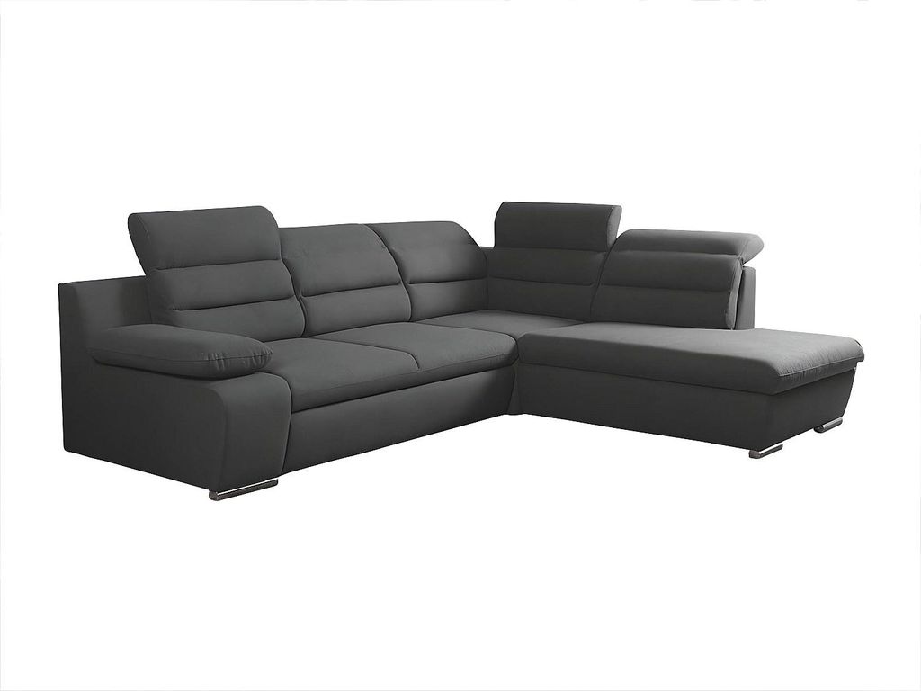 Ecksofa mit Schlaffunktion - Ecke rechts - Anthrazit - PYLOS