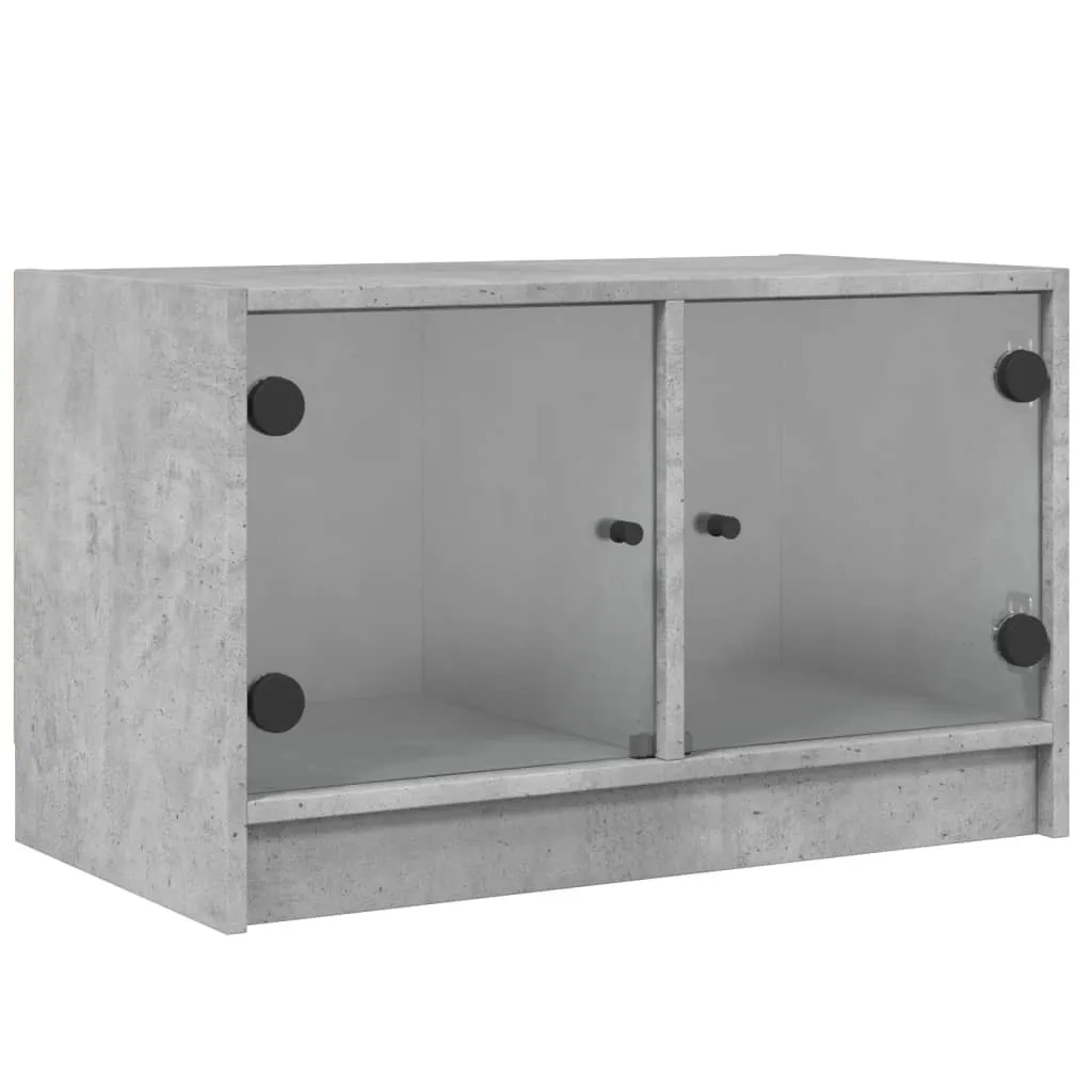 Mobile Porta TV 68x37x42 cm Grigio Cemento e Vetro per Soggiorno